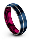 Brushed Blue Wedding Bands Tungsten Jewelry Guy Small Bands Blue Couple Ring - Charming Jewelers