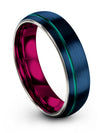Blue Wedding Band for Womans 6mm Man Tungsten Blue Ring Blue and Teal Bands - Charming Jewelers