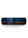 Brushed Blue Guys Anniversary Band Blue Tungsten Carbide Band Plain Blue Copper - Charming Jewelers