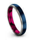 Mens Carbide Wedding Band Blue Tungsten Band Set Engagement Man Ring - Charming Jewelers