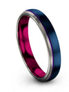 Blue Wedding Band Sets Ladies Wedding Bands Tungsten Blue 4mm Pure Blue Rings - Charming Jewelers