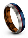 Womans Soulmate Wedding Bands Blue Tungsten Bands for Woman 6mm Matching Ring - Charming Jewelers