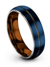 Men&#39;s Blue Wedding Ring 6mm Blue Wedding Ring Tungsten Engagement Mens Bands - Charming Jewelers