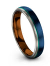 Modern Wedding Rings Tungsten Rings Natural Finish Blue Male Bands Set Bands - Charming Jewelers