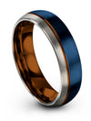 Solid Wedding Band for Men&#39;s Tungsten Blue Copper Ring