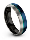 Blue Mens Wedding Ring Tungsten Engagement Rings Boyfriend and His Man Bands - Charming Jewelers