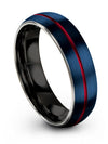 Tungsten Wedding Bands Blue and Black Tungsten Blue Ring Small Blue Rings Set - Charming Jewelers
