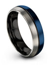Guy Wedding Ring Matte Wedding Bands Blue Tungsten Carbide Men&#39;s Promise Ring - Charming Jewelers