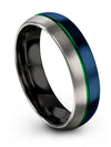 Tungsten Wedding Ring Set Tungsten Carbide Band 6mm Guys Blue and Green Bands - Charming Jewelers