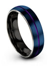 Guy Simple Wedding Bands Womans Tungsten Wedding Rings Handmade Blue Jewelry - Charming Jewelers