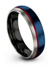 Guy Wedding Bands Unique Tungsten Ring Girlfriend and Wife Solid Rings Blue - Charming Jewelers