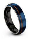Husband and Wife Blue Wedding Band Sets Blue Tungsten Bands Blue Ring Engraved - Charming Jewelers
