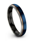 Blue Wedding Band Tungsten Ring for Female 4mm Brushed Custom Engagement Man - Charming Jewelers