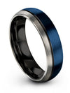 Blue Plated Wedding Rings for Lady Man Ring Tungsten Engraved Couple Rings Sets - Charming Jewelers