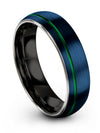 Womans Blue Ring Wedding Ring Tungsten Blue and Green Rings Matching Her - Charming Jewelers