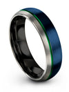 Woman Green Line Wedding Bands Tungsten Bands for Men&#39;s 6mm Blue Bands Sets - Charming Jewelers