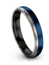 Wedding Ring Blue Grey Tungsten Wedding Band Polished Blue Set Male Anniversary - Charming Jewelers