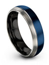 Blue Wedding Ring Set for Fiance Special Wedding Band Blue Band Plain Dome Men - Charming Jewelers
