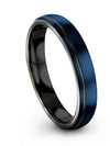 Men&#39;s Wedding Rings 4mm Gunmetal Line Common Wedding Band Plain Blue Band - Charming Jewelers