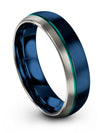 Wedding Band for Couples Dainty Bands Guy Rings Metal Blue Offset Line Ring - Charming Jewelers