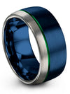 10mm Green Line Promise Ring Tungsten Carbide Blue Band Engagement Woman&#39;s Band - Charming Jewelers
