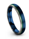 Blue Green Ring Wedding Sets Tungsten Ring Set Engraved Lady Ring Blue Promise - Charming Jewelers