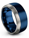 Blue and Grey Promise Band for Woman&#39;s Tungsten Guys Matching Engagement Rings - Charming Jewelers