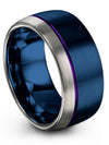 Woman&#39;s Plain Blue Wedding Ring Tungsten Blue and Purple Bands Cute Small Ring - Charming Jewelers