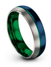Wedding Bands Set for Men&#39;s Blue Teal Dainty Tungsten Ring Her Blue Band - Charming Jewelers