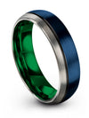 Wedding Bands for Ladies Engraved 6mm Tungsten Carbide Wedding Ring Blue Metal - Charming Jewelers