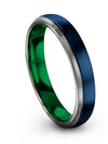 Blue Wedding Rings Sets for Couples Tungsten Wedding Rings 4mm for Guy Minimal - Charming Jewelers