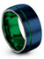Blue Green Wedding Rings for Male His and His Band Tungsten