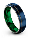 Matching Blue Wedding Rings Engraved Tungsten Couples Band Modernist Blue Rings - Charming Jewelers