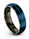 Wedding Blue Ring Tungsten Bands Male Brushed Blue Plated Ring Female Blue - Charming Jewelers