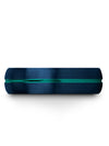 Blue Teal Wedding Bands Carbide Tungsten Wedding Bands for Mens Promise Ring - Charming Jewelers