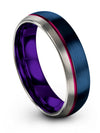 Blue Wedding Bands Set Tungsten I Love You Ring I Love You Engagement Bands - Charming Jewelers