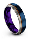 Woman Blue Wedding Rings Set Blue and Copper Tungsten Rings Handmade Blue Rings - Charming Jewelers