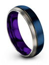 Personalized Wedding Tungsten Carbide Blue Gunmetal Bands Couple Bands - Charming Jewelers