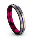 4mm Purple Line Wedding Rings for Man Tungsten Band Male Him and Wife Rings - Charming Jewelers
