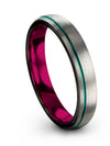 Male Tungsten Wedding Ring Grey and Teal Tungsten Bands