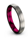 Grey Matching Wedding Rings Men 4mm Tungsten Wedding Band Grey Valentines Day - Charming Jewelers