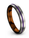 Grey Wedding Ring Set for Boyfriend and Him Tungsten Ring Set Men&#39;s 4mm Purple - Charming Jewelers
