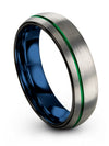 6mm Green Line Guys Wedding Ring Brushed Tungsten Grey Rings for Men&#39;s Ladies - Charming Jewelers