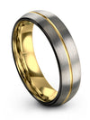 Woman&#39;s Grey 18K Yellow Gold Wedding Bands Tungsten Grey Wedding Bands - Charming Jewelers