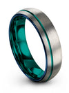 Matte Grey Teal Male Anniversary Ring Grey Tungsten Rings Set Matching Promise - Charming Jewelers