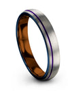 Unique Promise Ring Tungsten Purple Line Rings Bands
