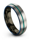 Grey and Teal Womans Anniversary Ring 6mm Men&#39;s Tungsten Wedding Rings Grey - Charming Jewelers