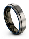 Grey Wedding Rings Sets for Guy Brushed Tungsten Ring Female Grey Black Band - Charming Jewelers