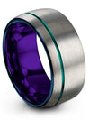 Carbide Wedding Band Tungsten Wedding Band Grey and Teal Couple Bands - Charming Jewelers