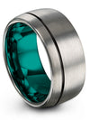 Modern Wedding Band Tungsten Wedding Rings Sets Guys Promise Bands Engraved - Charming Jewelers